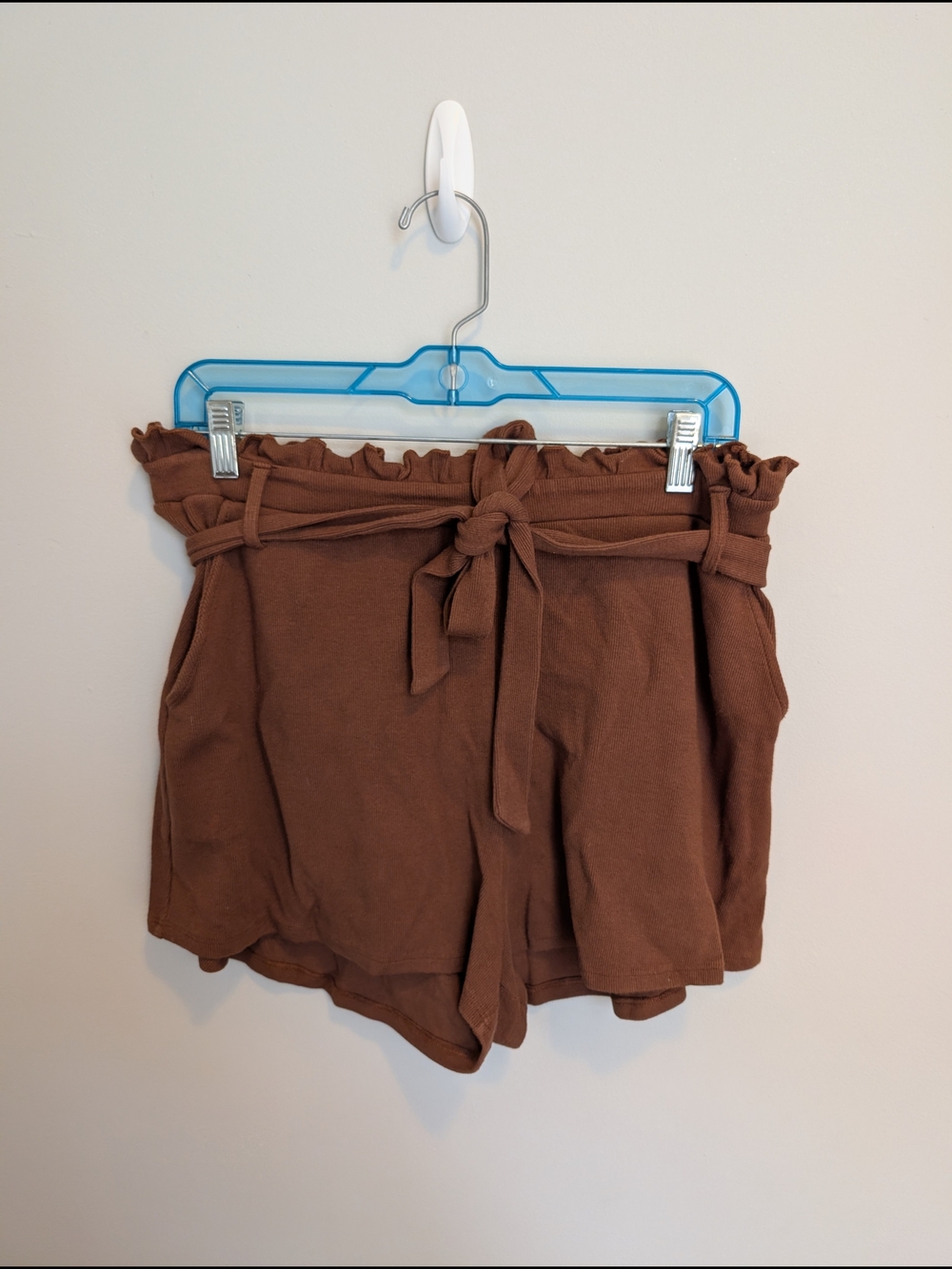 Paperbag Waist Tie-Front Women's Shorts in Brown